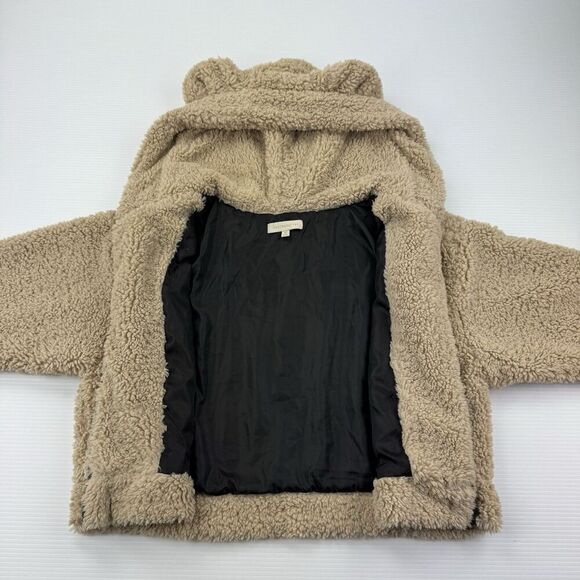 Dances & Marvel Sherpa Teddy Bear Hood Jacket Beige Tan Fuzzy Zip Women’s Medium - Picture 7 of 10